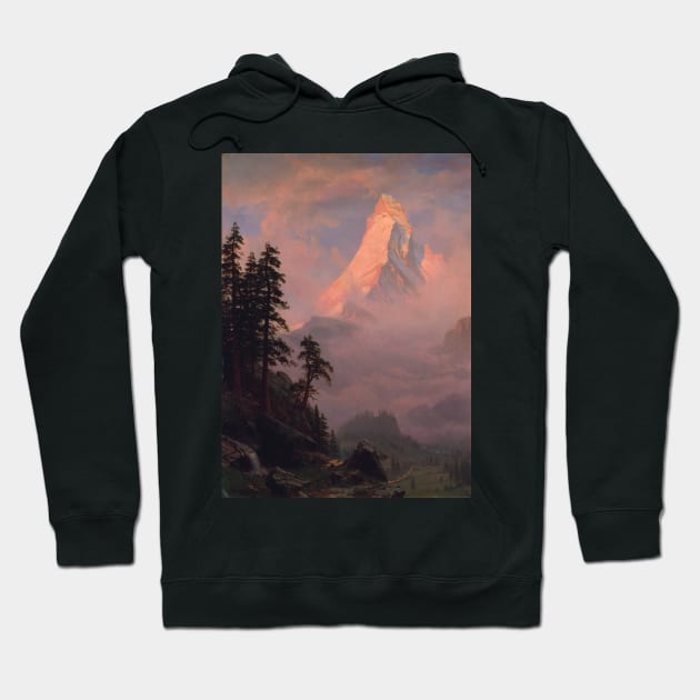 Sunrise on the Matterhorn is painting by American artist Albert Bierstadt. Hoodie by immortalpeaches